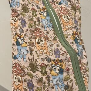 Green and Blue Folk Art Footies One Piece